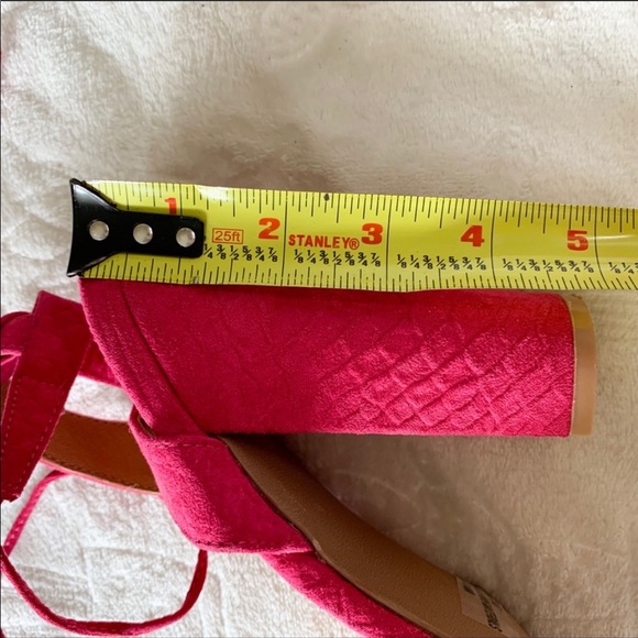 ☀️Qupid Tassel Hot Pink Peep Toe Chunky Heels - Picture 7 of 7